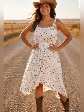 Lilly Pilly White Polka Dot Sundress size S NWT Straps with ruffles